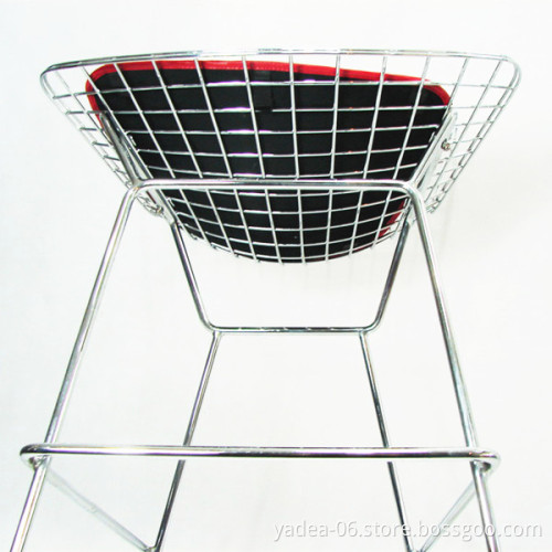 Metal wire armrest barstool Harry Bertoia bar stool replica leather cushion design